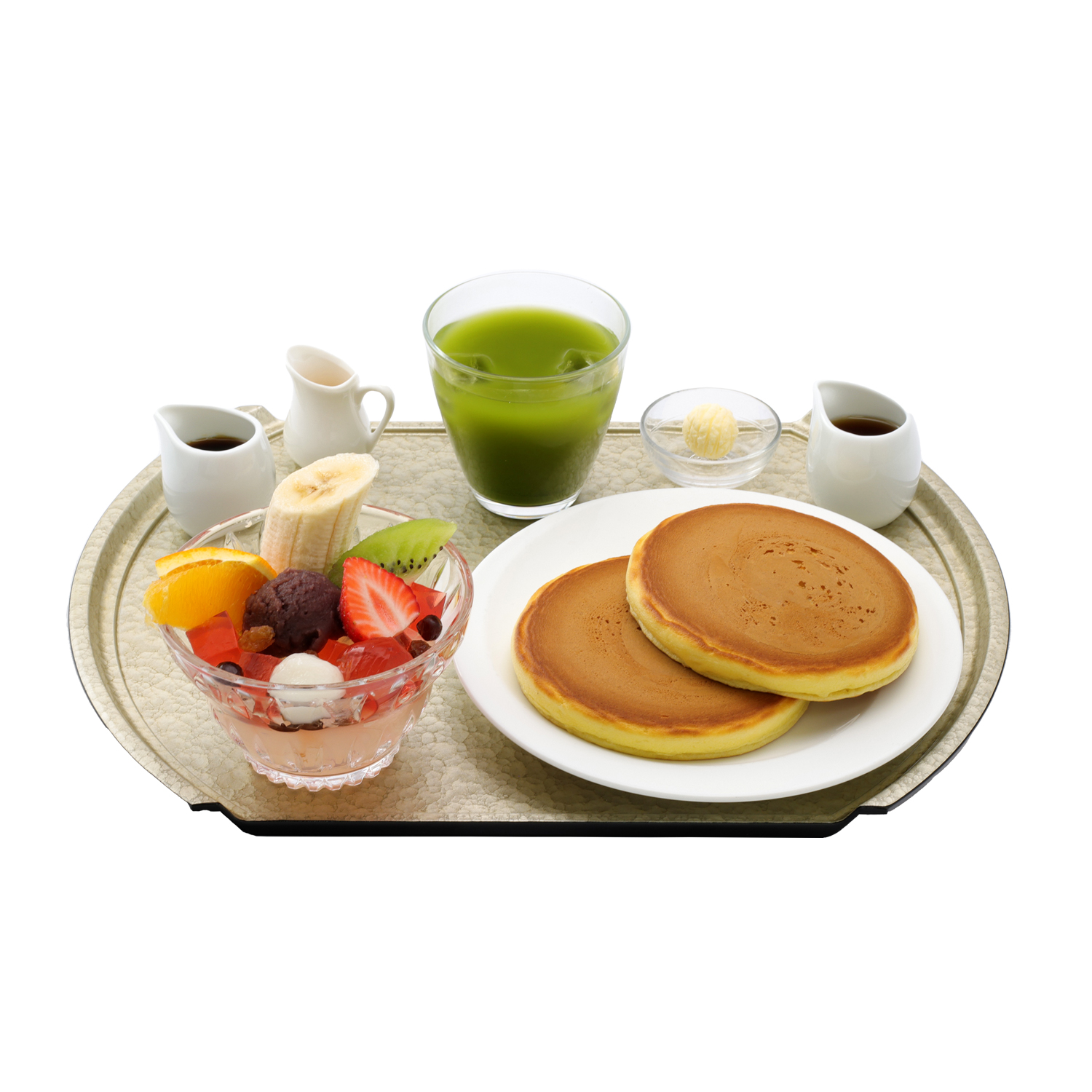 あんみつとホットケーキセット